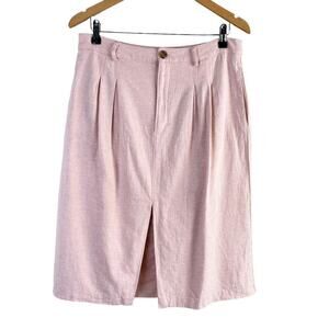 Banana Republic Linen Cotton Midi Skirt Herringbone Sunwashed Pink,‎ Size 12